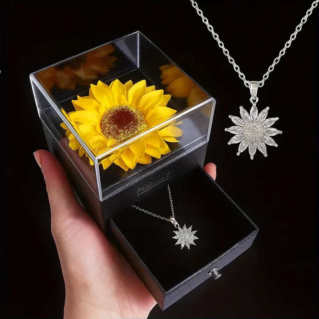 Necklace and Sunflower Box Velove – 18K Gold Plated