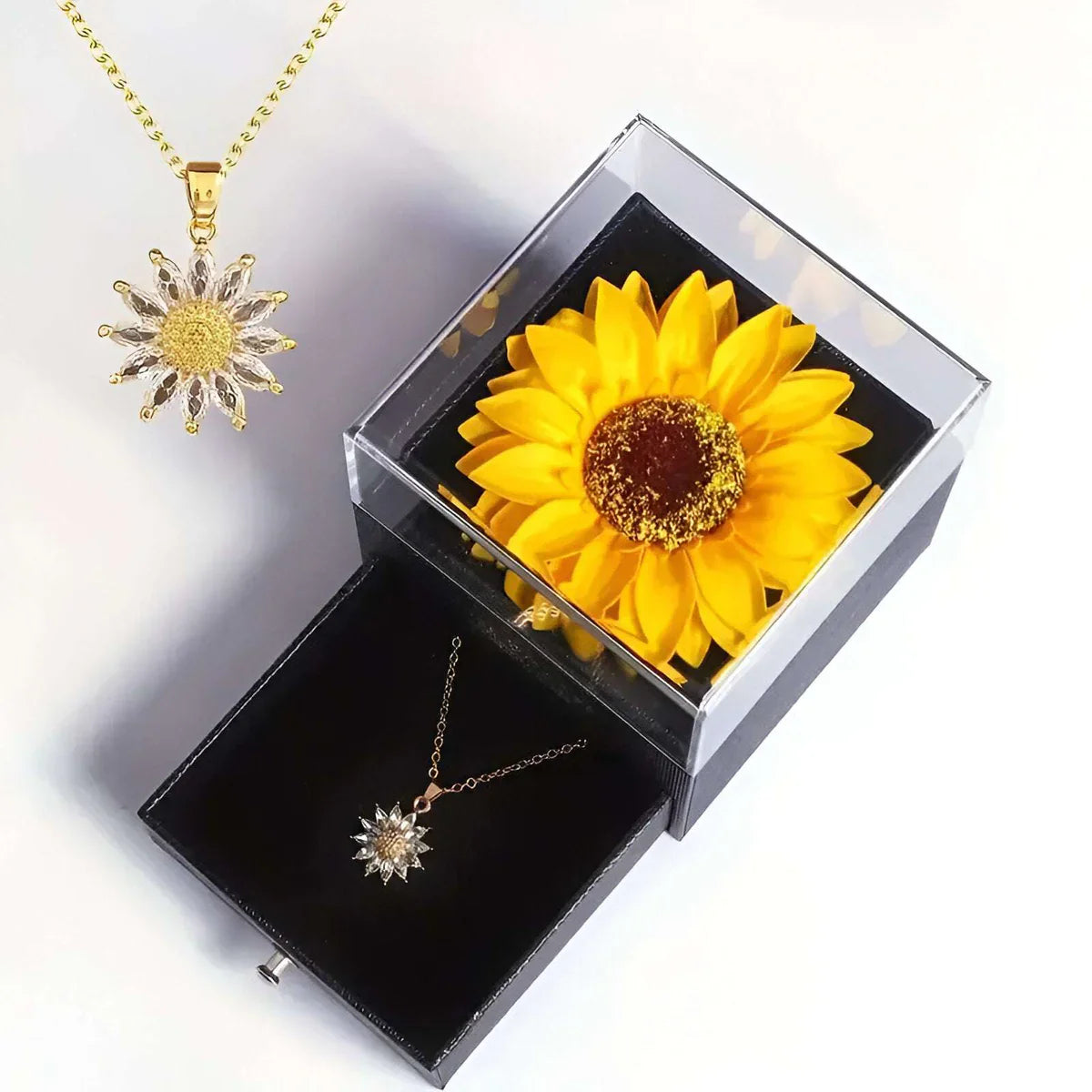 Necklace and Sunflower Box Velove – 18K Gold Plated