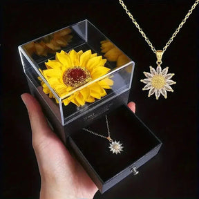 Necklace and Sunflower Box Velove – 18K Gold Plated