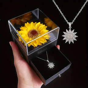 Necklace and Sunflower Box Velove – 18K Gold Plated